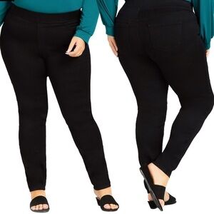 Nwt AVENUE Butter Denim Pull-On Skinny Jean Black Avg (P01)